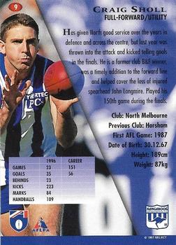 1997 Select AFL Ultimate Series #9 Craig Sholl Back